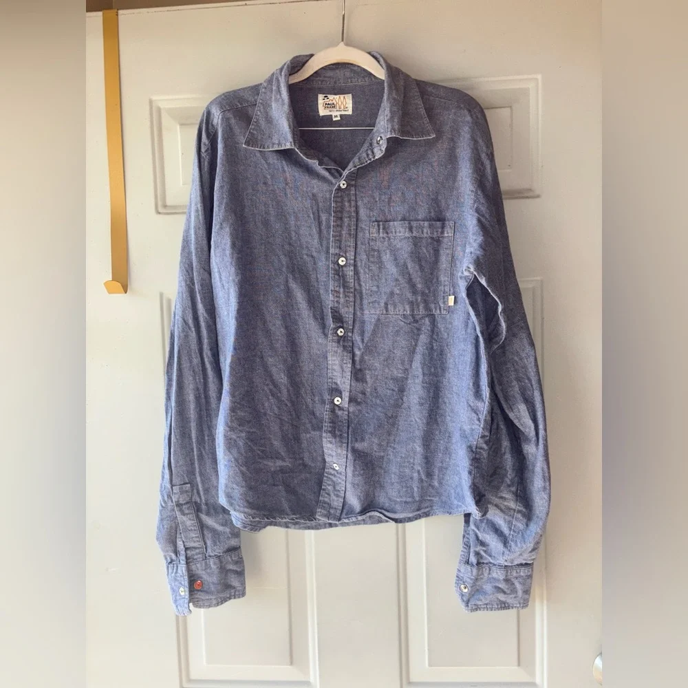 Paul Frank Y2K chambray snap-front shirt size M - Picture 1 of 3